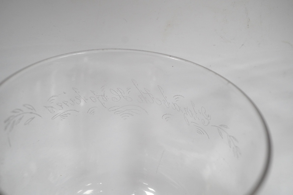A group of 19th century rummers and other drinking glasses together with an 18th century small glass, 10cm - 14.5cm. Condition - some scratches, otherwise good